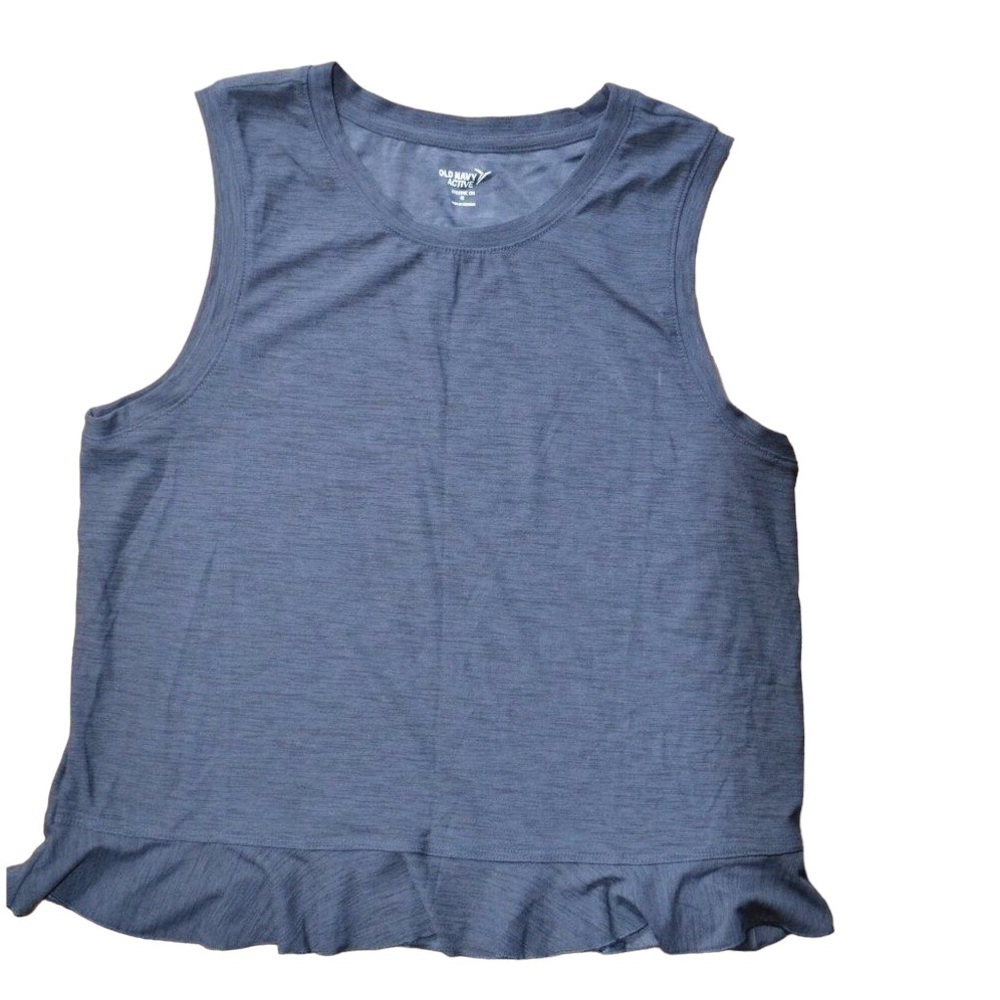 𝅺OLD Navy Active wear tank crop top camisole woven bottom sleeveless grey Small
